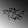 Wallity World Map 8 Escultura de Pared de Metal Negra
